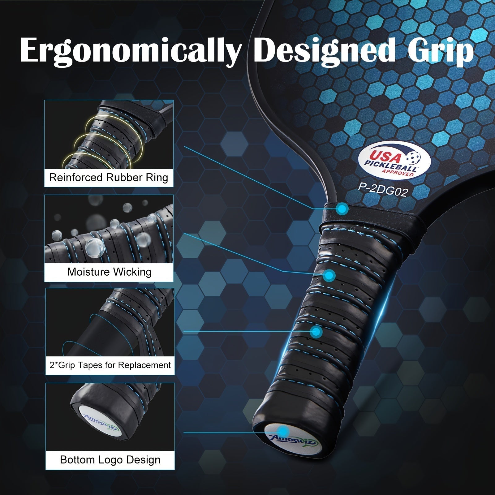 Pickleball Paddle Set 4-Pack Fiberglass Beginners-3