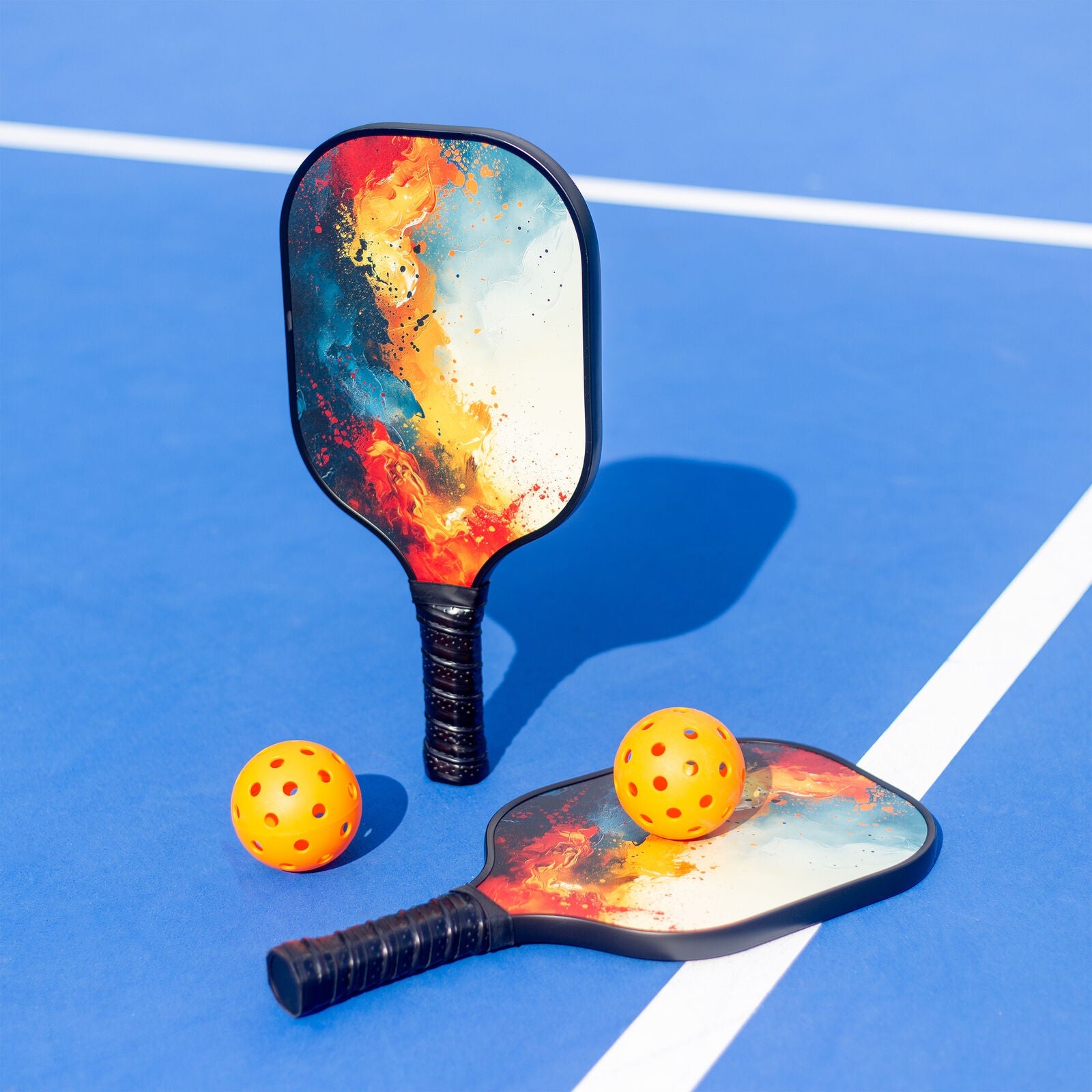 NNEDSZ Pickleball Set with 6 Aerodynamic Balls and 2 Fiberglass Paddles-1