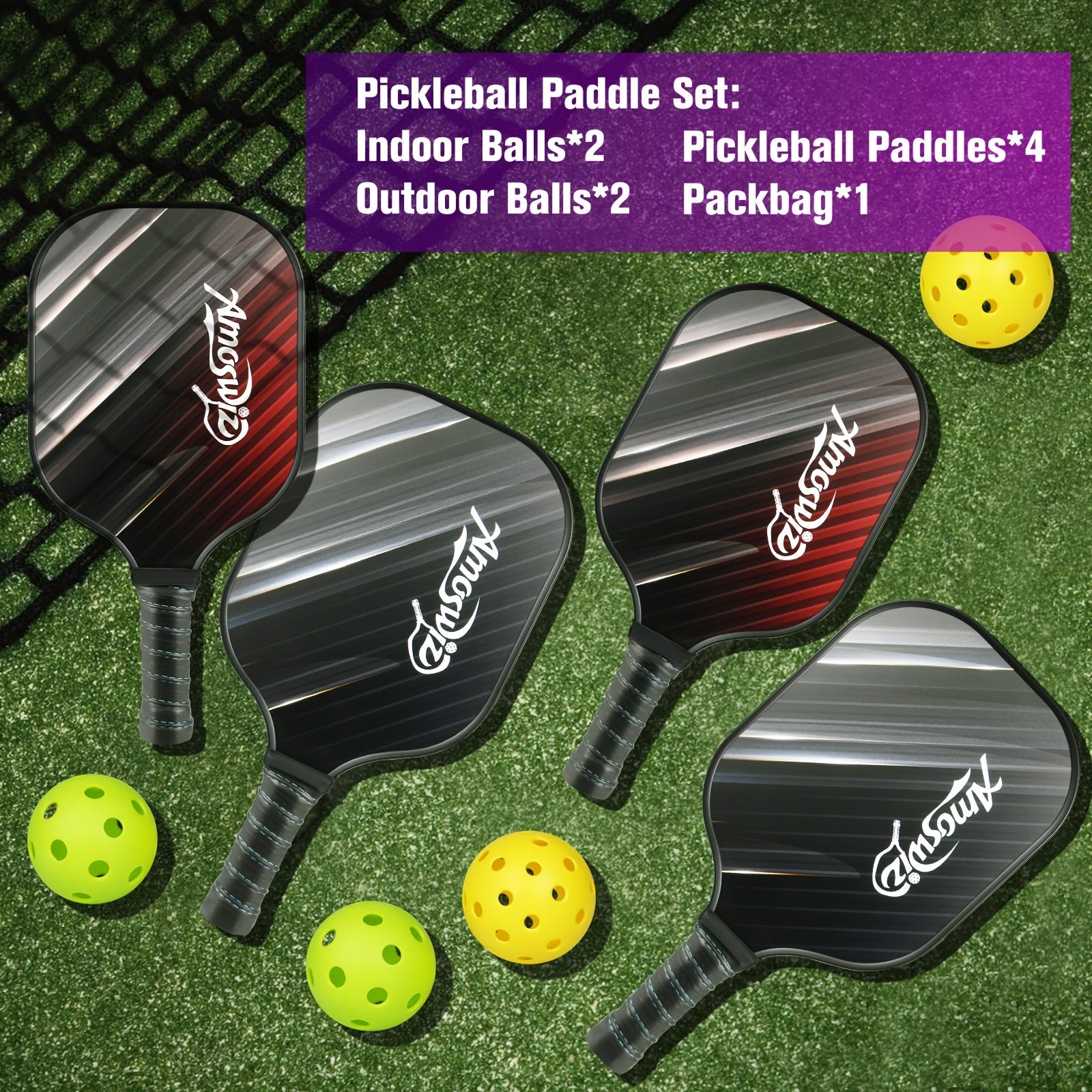 NNETM Pickleball Paddle Set with Balls & Bag (4pcs)-2