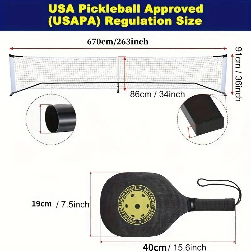 NNETM Portable Pickleball Net Set with Paddles-1